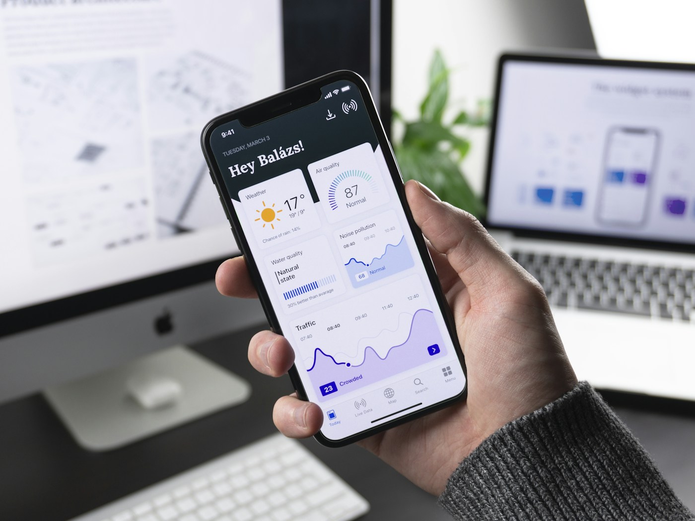 Mobile app interface design on modern devices